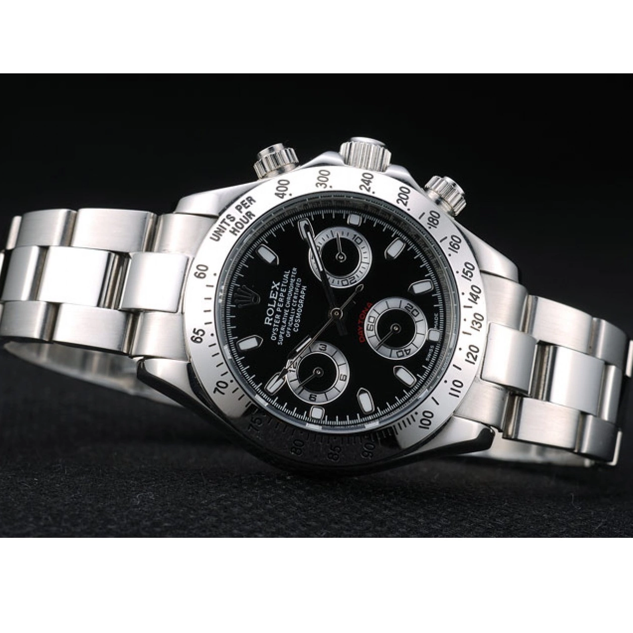 Aaa fake watches Lady Steel Case Dial Daytona Tachymeter Black Rolex Stainless 0821